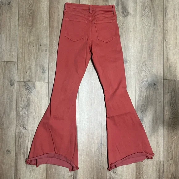 Sneak Peek Rust Burnt Orange Colored Bell Bottom Flare Jeans Size 3 / 26 - Picture 2 of 6